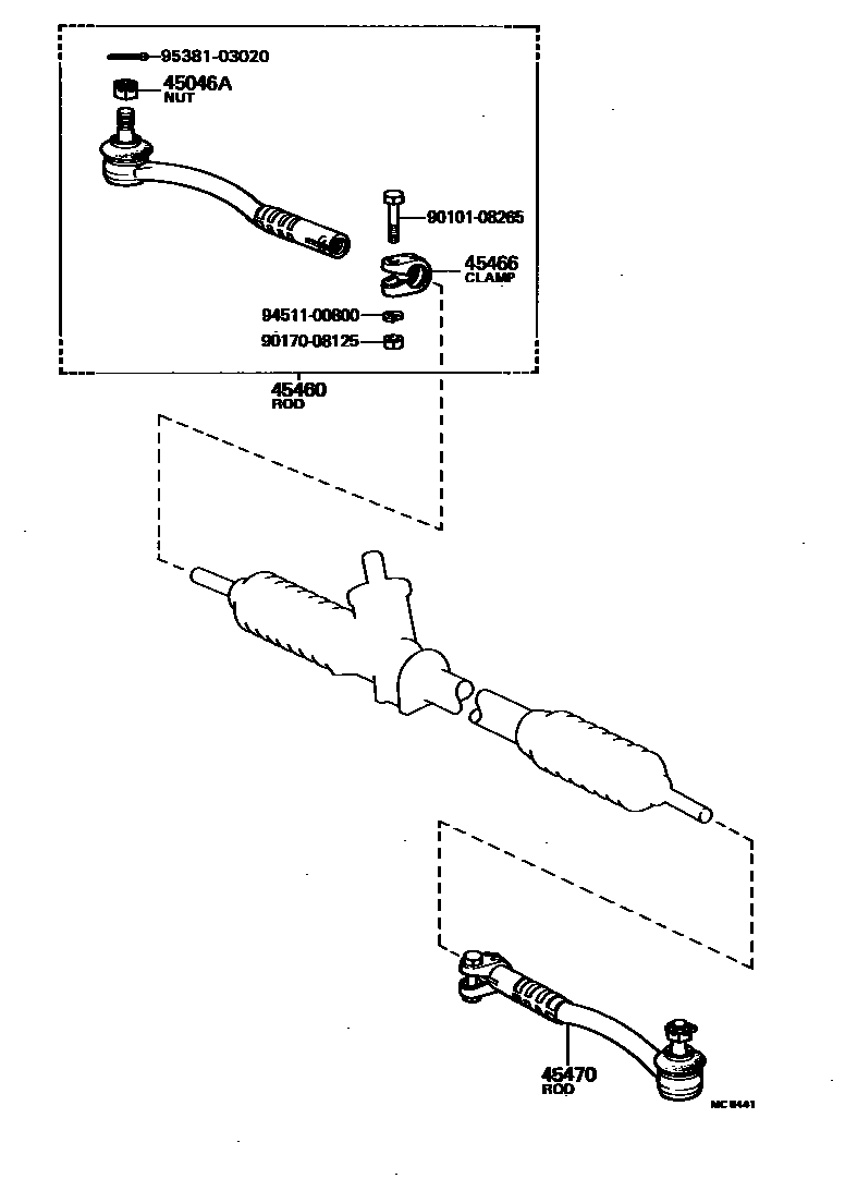 Toyota COROLLA 前转向齿轮和连杆 EPC diagram — MC8441