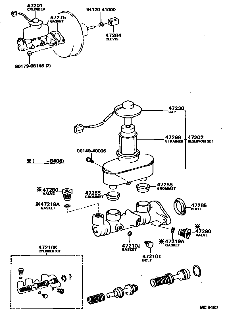 Toyota COROLLA 制动总泵 EPC diagram — MCB487