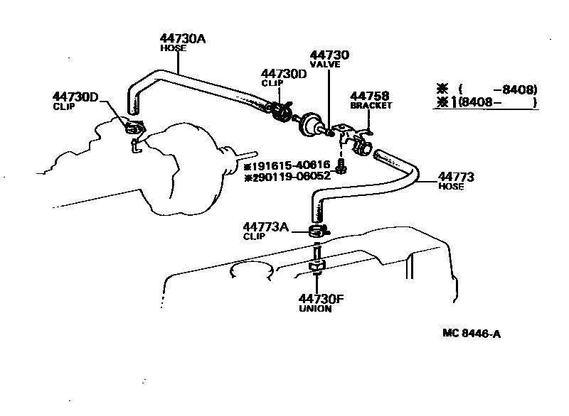 Toyota COROLLA 制动助力器和真空管 EPC diagram — MC8446A