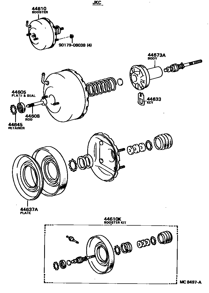Toyota COROLLA 制动助力器和真空管 EPC diagram — MC8497A
