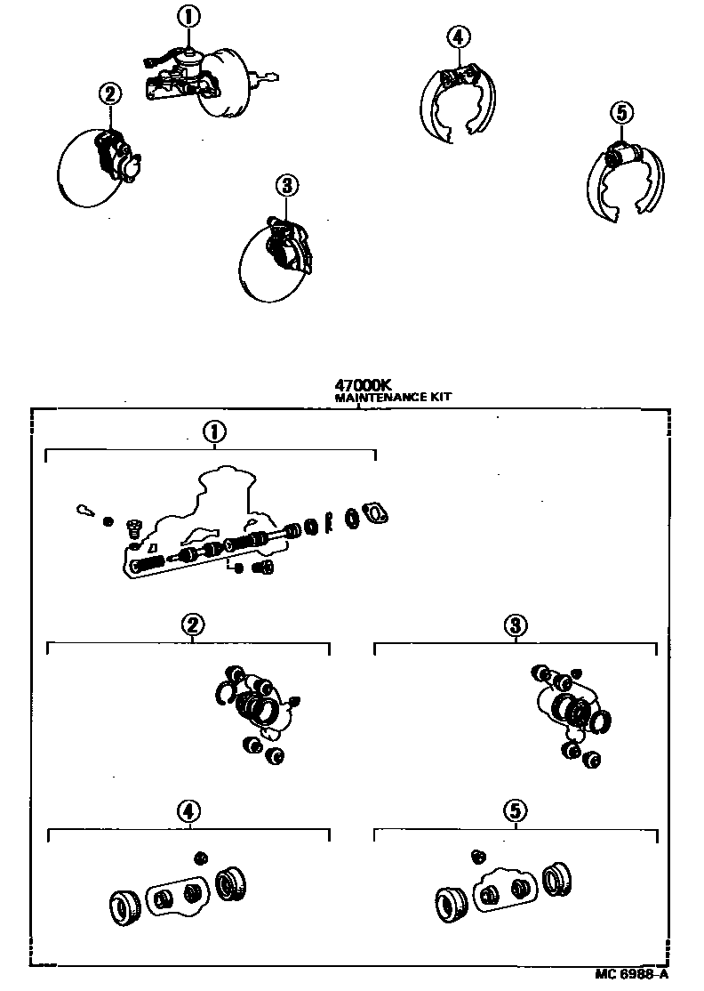Toyota COROLLA 制动器保养组件 EPC diagram — MC6988A