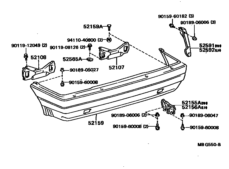 Toyota COROLLA 后保险杠及附件 EPC diagram — MBG550B