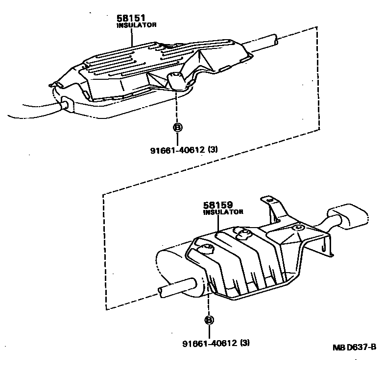 Toyota COROLLA 地板隔热垫 EPC diagram — MBD637B