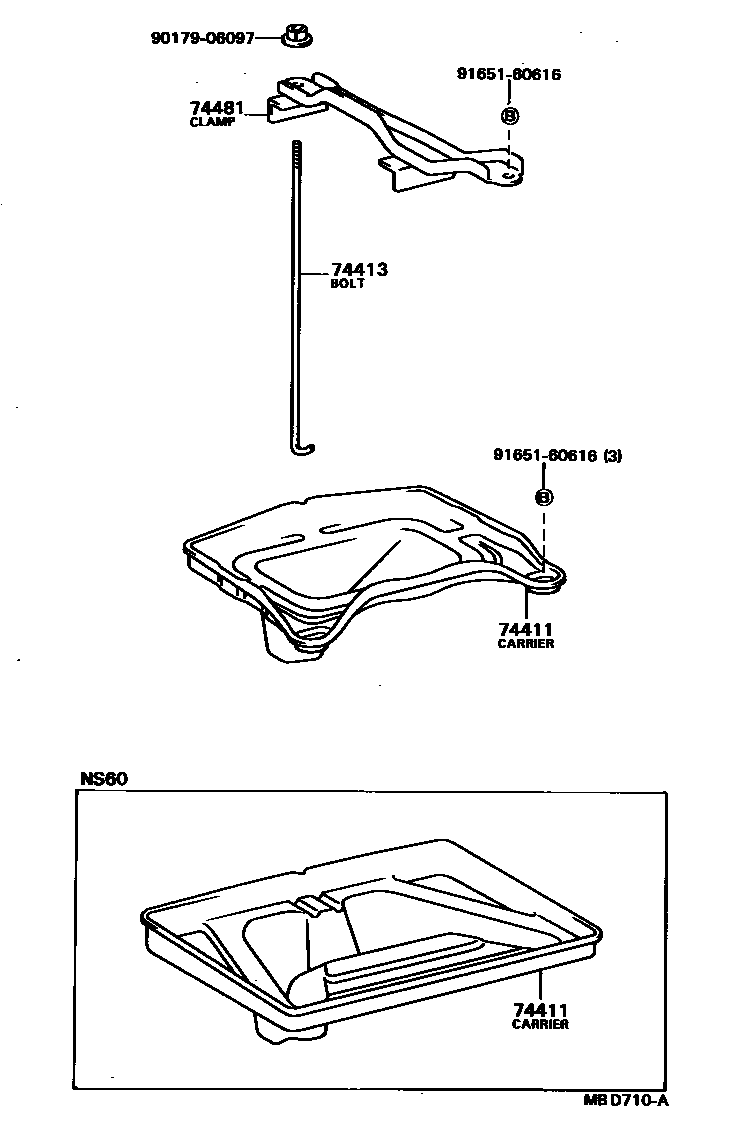 Toyota COROLLA battery holder EPC diagram — MBD710A