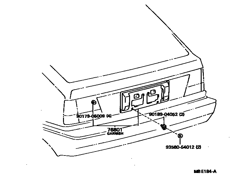 Toyota COROLLA 后防护条 EPC diagram — MBE184A