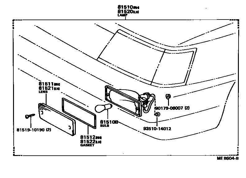 Toyota COROLLA 前转向灯 EPC diagram — MEB604B