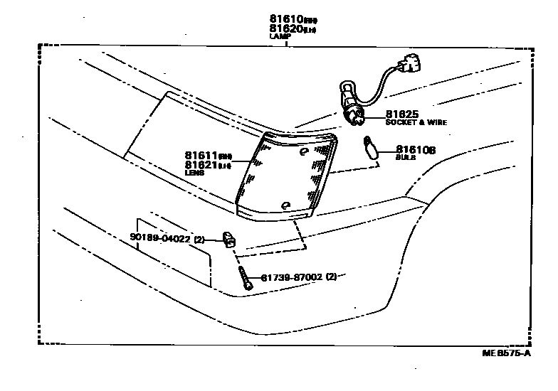 Toyota COROLLA 前示宽灯 EPC diagram — MEB575A