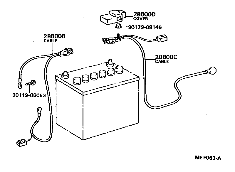 Toyota COROLLA 蓄电池和蓄电池电缆 EPC diagram — MEF063A