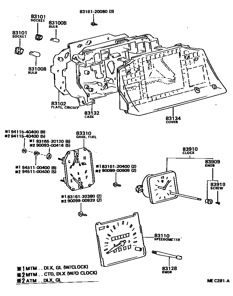 Toyota COROLLA 仪表 EPC diagram — MEC281A
