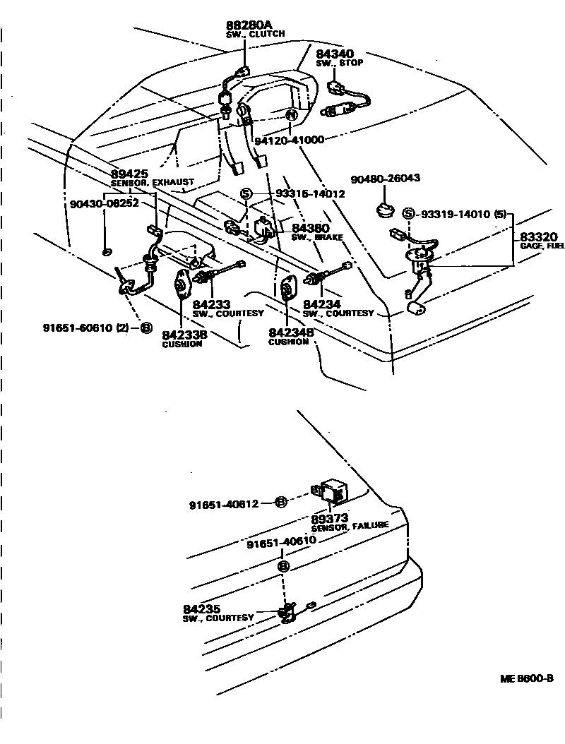 Toyota COROLLA 开关和继电器和ECU EPC diagram — MEB600B