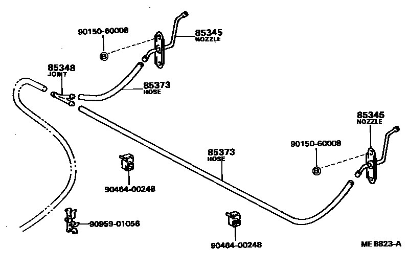 Toyota COROLLA 挡风玻璃清洗器 EPC diagram — MEB823A
