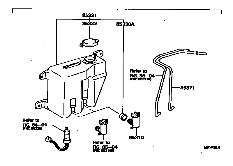 Toyota COROLLA 挡风玻璃清洗器 EPC diagram — MEF054