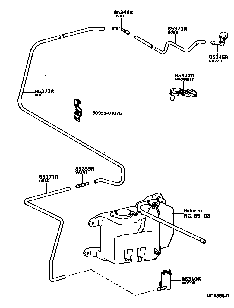 Toyota COROLLA 后清洗器 EPC diagram — MEB588B