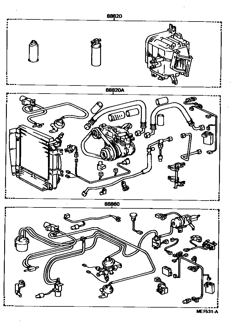 Toyota COROLLA 暖风和空调系统 - 组件 EPC diagram — MEF531A