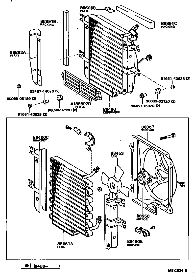Toyota COROLLA Heating & Air Conditioning - Cooler Piping EPC diagram — MEC634B