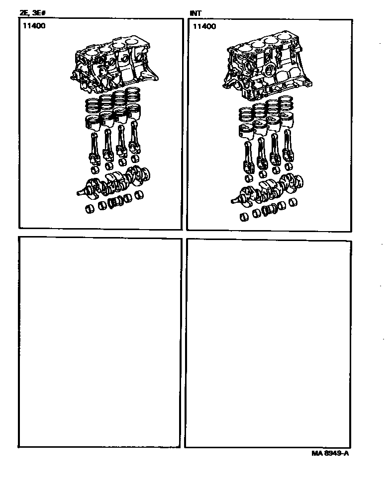 Toyota COROLLA Short Block Assembly EPC diagram — MA8949A