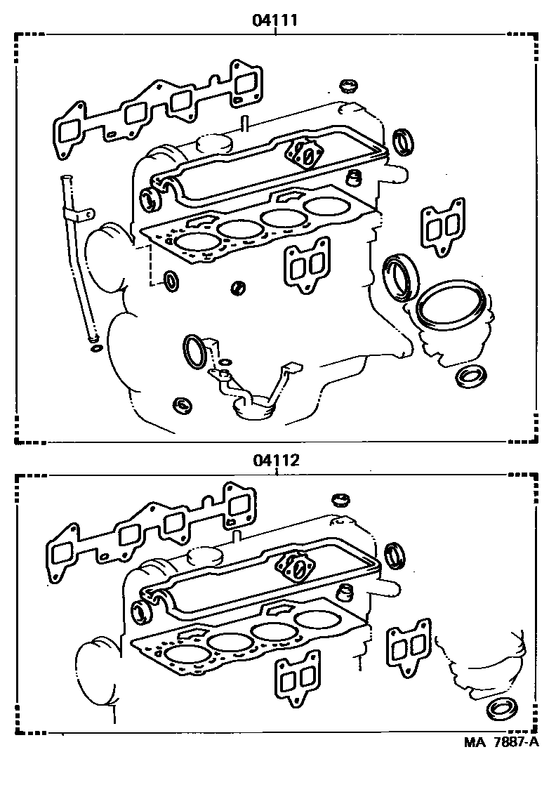 Toyota COROLLA Engine Overhaul Gasket Kit EPC diagram — MA7887A