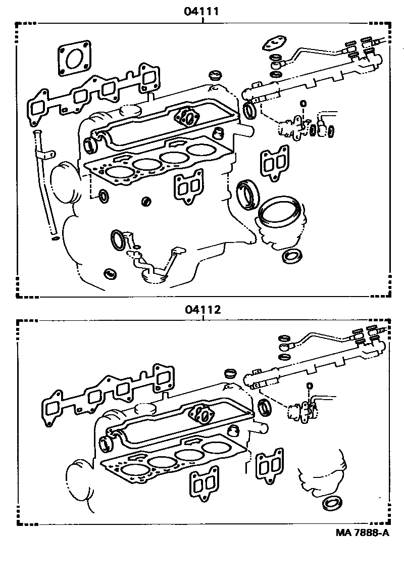 Toyota COROLLA Engine Overhaul Gasket Kit EPC diagram — MA7888A