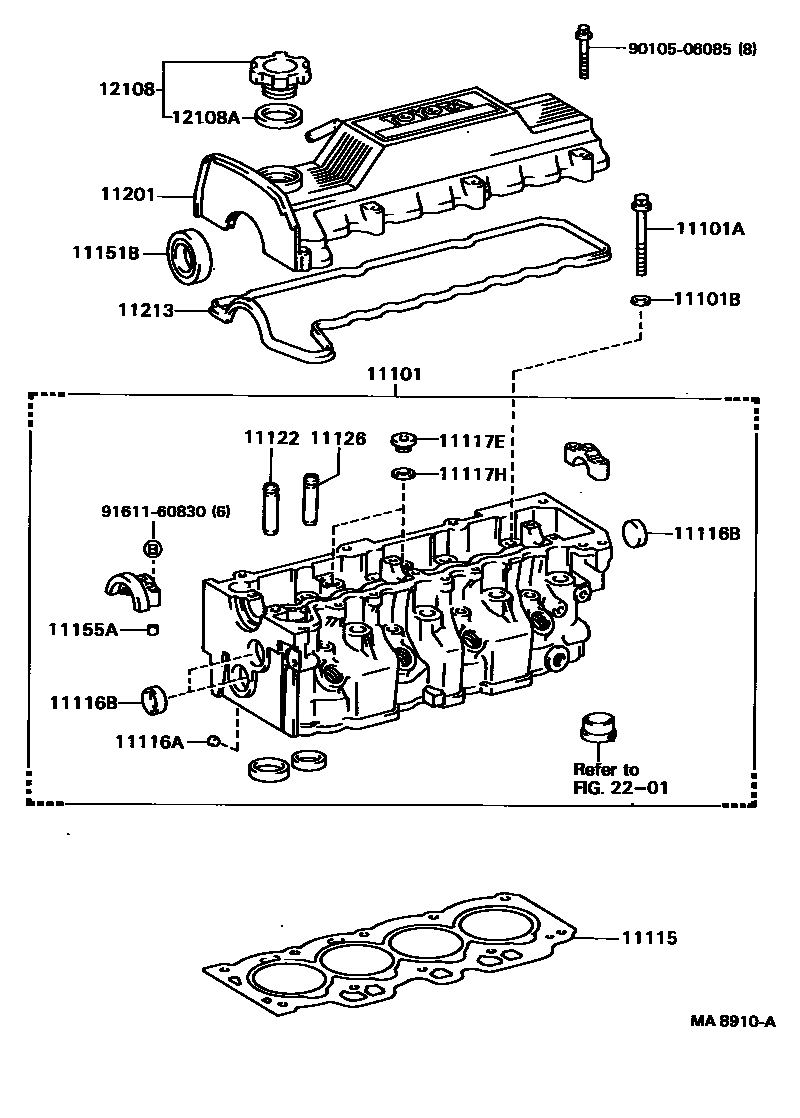 Toyota COROLLA Cylinder Head EPC diagram — MA8910A