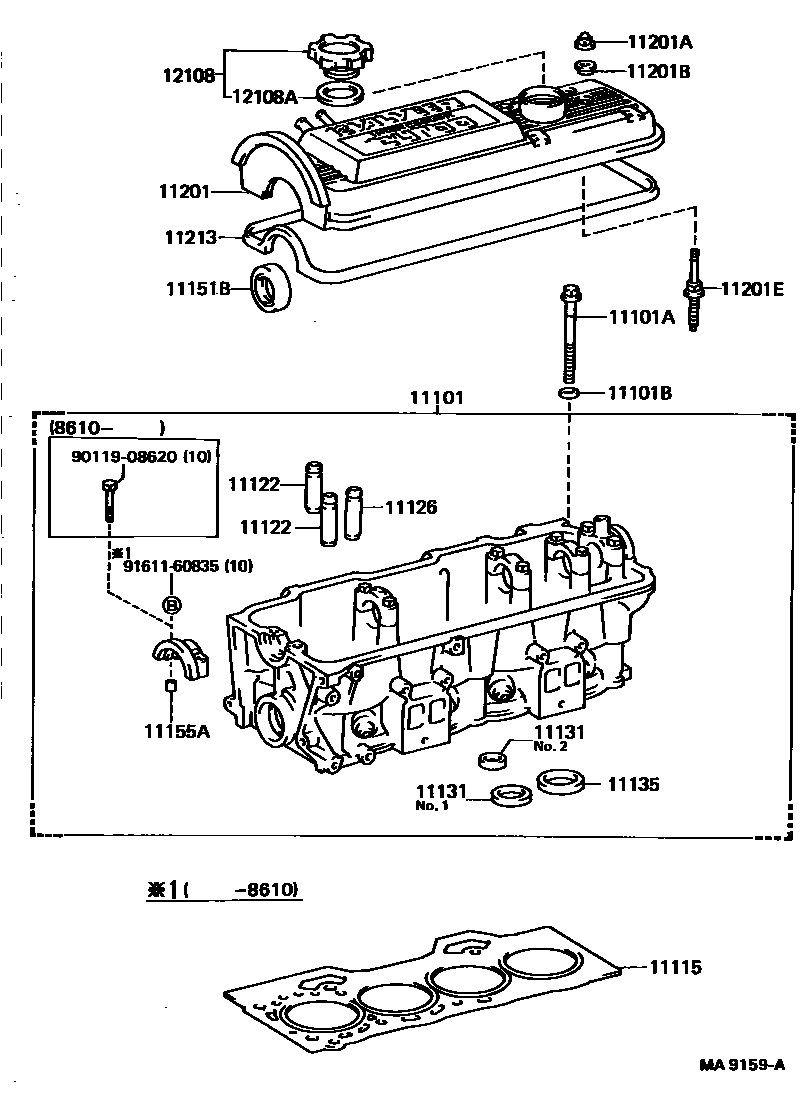 Toyota COROLLA Cylinder Head EPC diagram — MA9159A