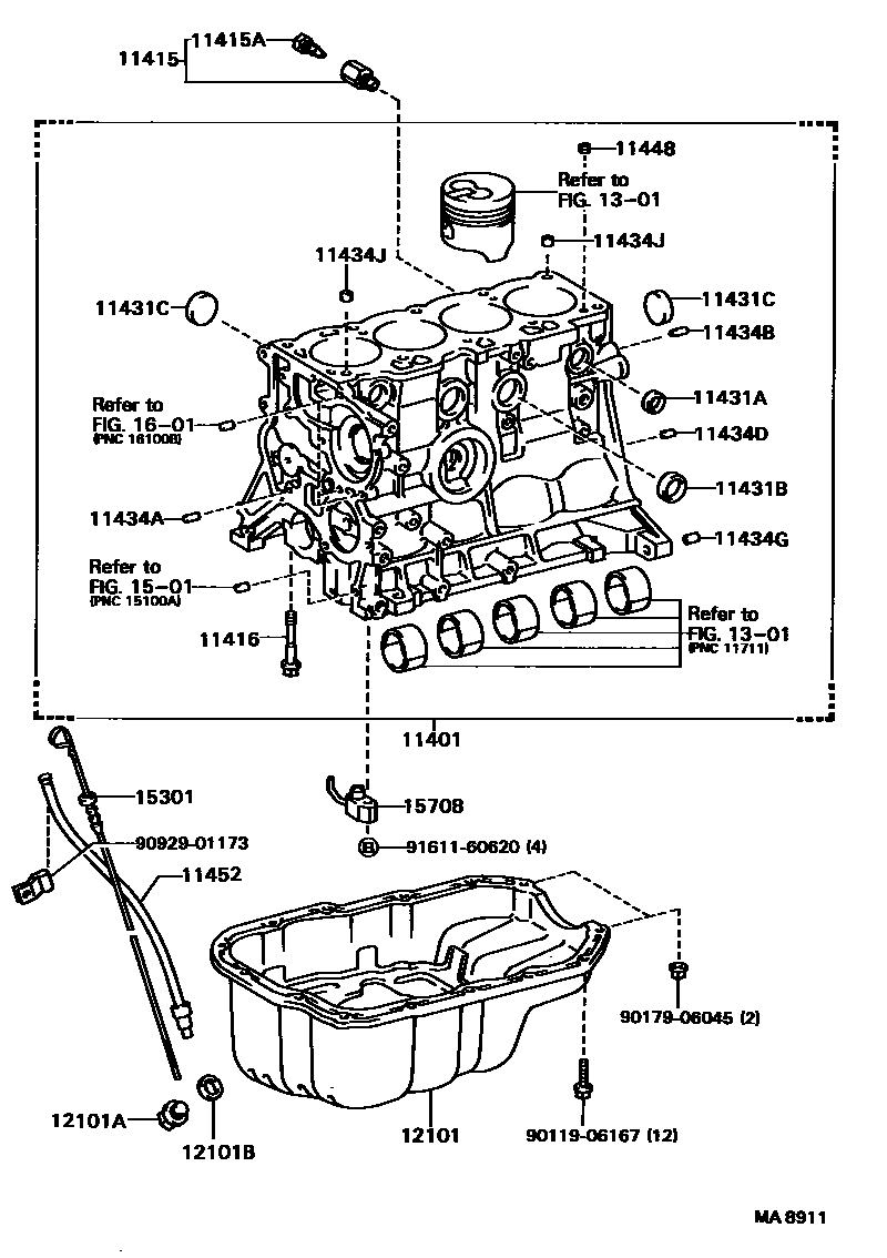 Toyota COROLLA Cylinder Block EPC diagram — MA8911