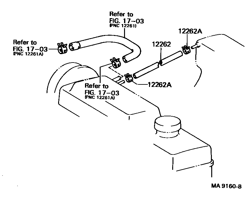 Toyota COROLLA Ventilation Hose EPC diagram — MA9160B