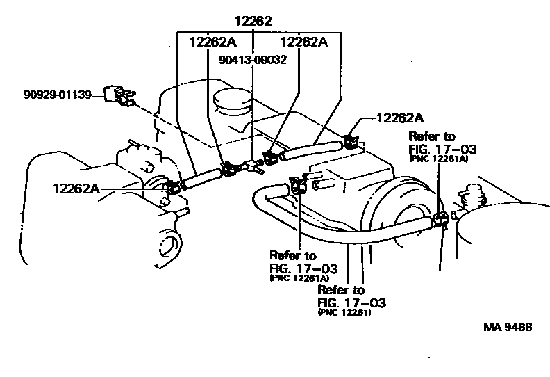 Toyota COROLLA Ventilation Hose EPC diagram — MA9468