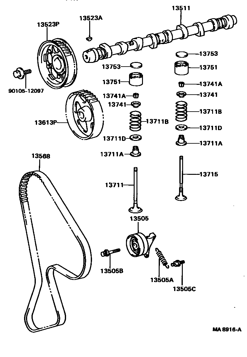 Toyota COROLLA Camshaft & Valve EPC diagram — MA8916A
