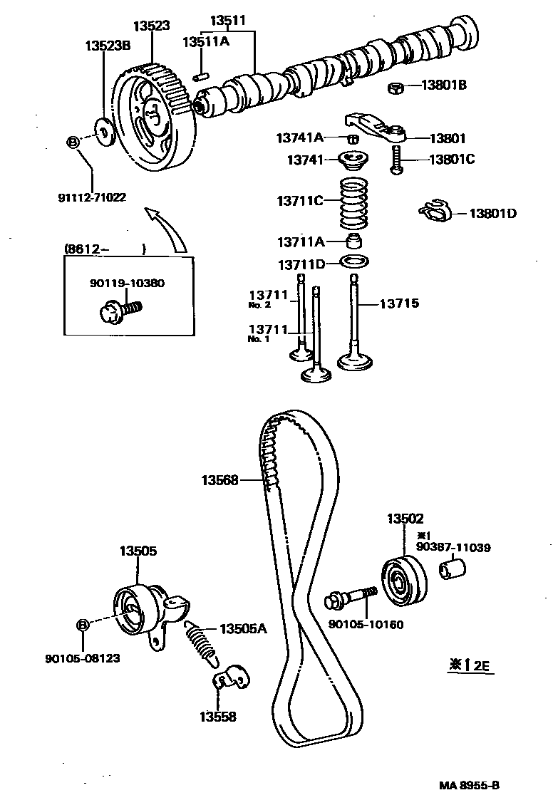 Toyota COROLLA Camshaft & Valve EPC diagram — MA8955B