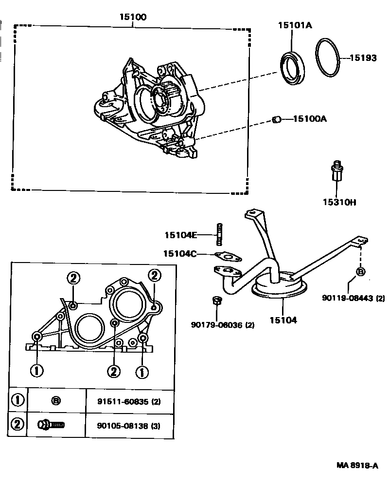 Toyota COROLLA Engine Oil Pump EPC diagram — MA8918A