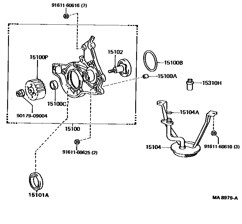 Toyota COROLLA Engine Oil Pump EPC diagram — MA8979A