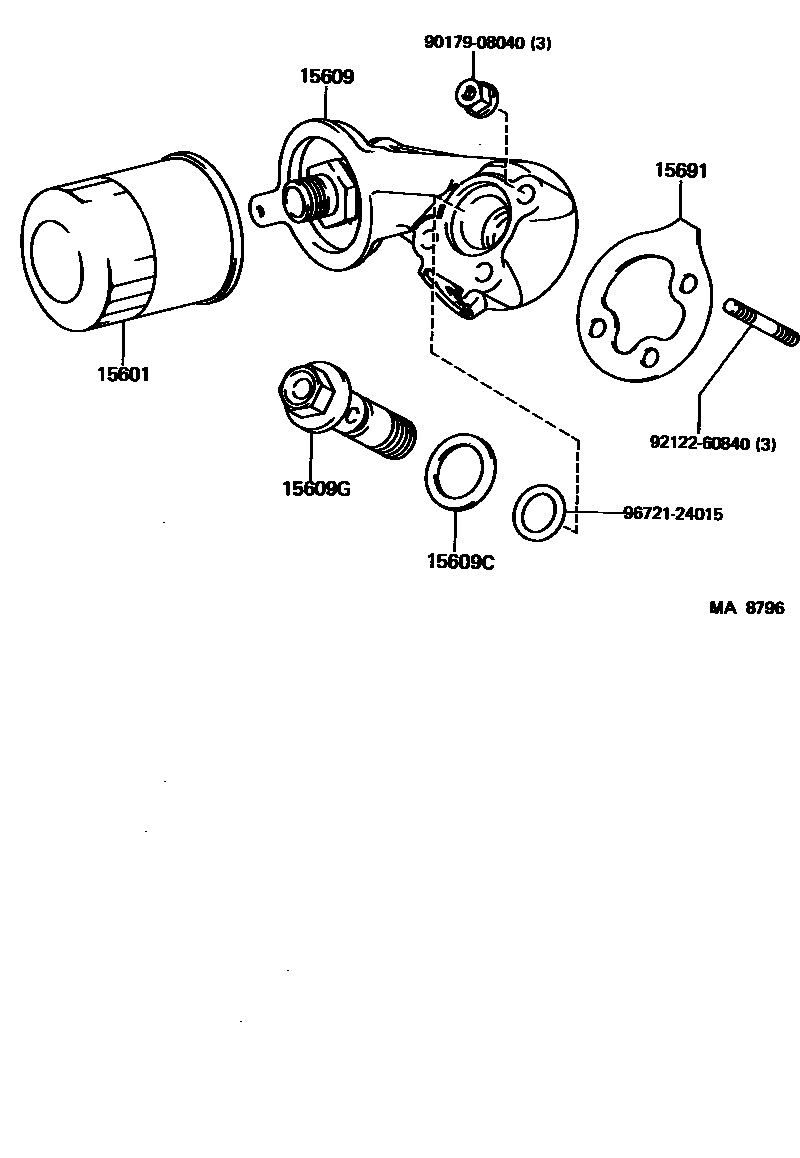 Toyota COROLLA Oil Filter EPC diagram — MA8796