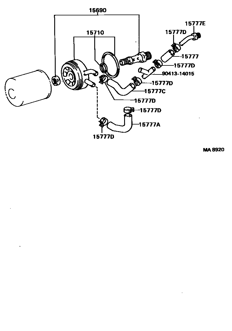 Toyota COROLLA Engine Oil Cooler EPC diagram — MA8920