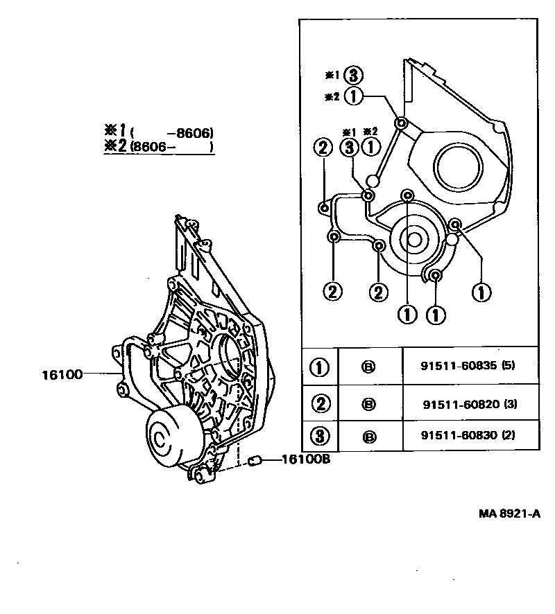 Toyota COROLLA Water Pump EPC diagram — MA8921A