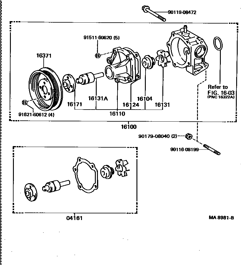 Toyota COROLLA Water Pump EPC diagram — MA8981B