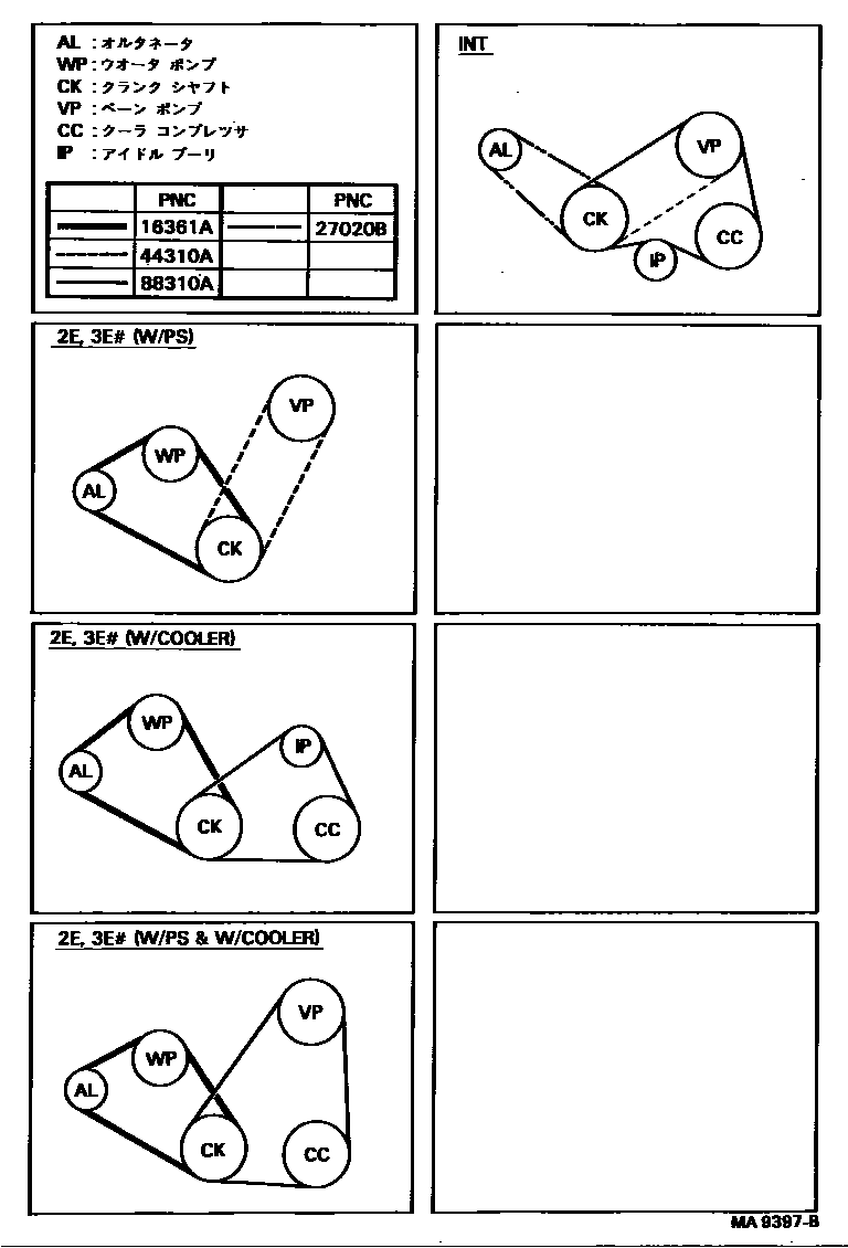 Toyota COROLLA V-Belt EPC diagram — MA9397B