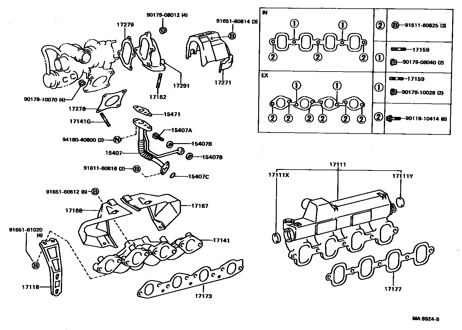 Toyota COROLLA Manifold EPC diagram — MA8924B
