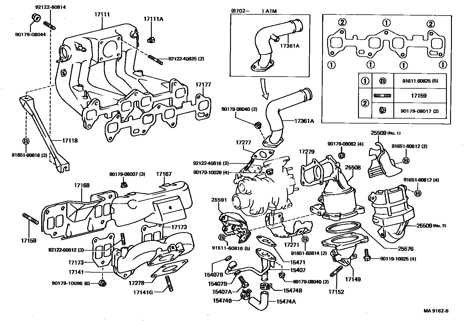 Toyota COROLLA Manifold EPC diagram — MA9162B