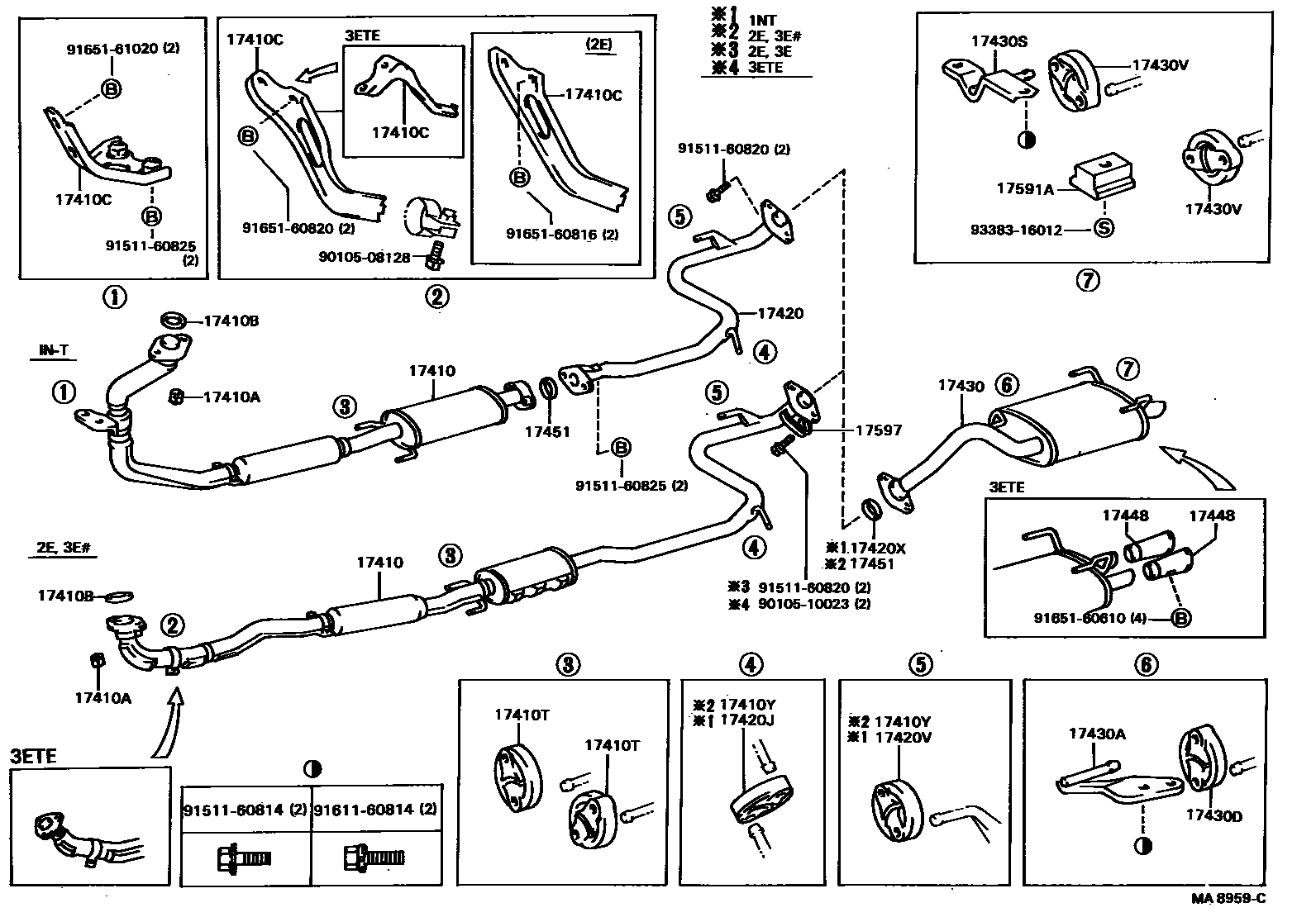 Toyota COROLLA Exhaust Pipe EPC diagram — MA8959C