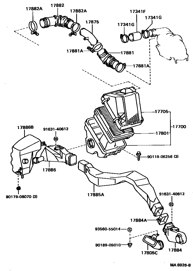 Toyota COROLLA Air Cleaner EPC diagram — MA8926B