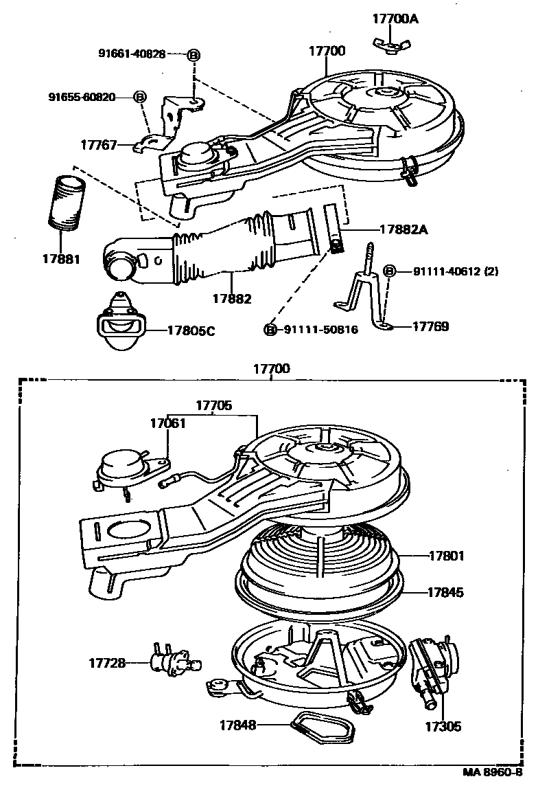 Toyota COROLLA Air Cleaner EPC diagram — MA8960B