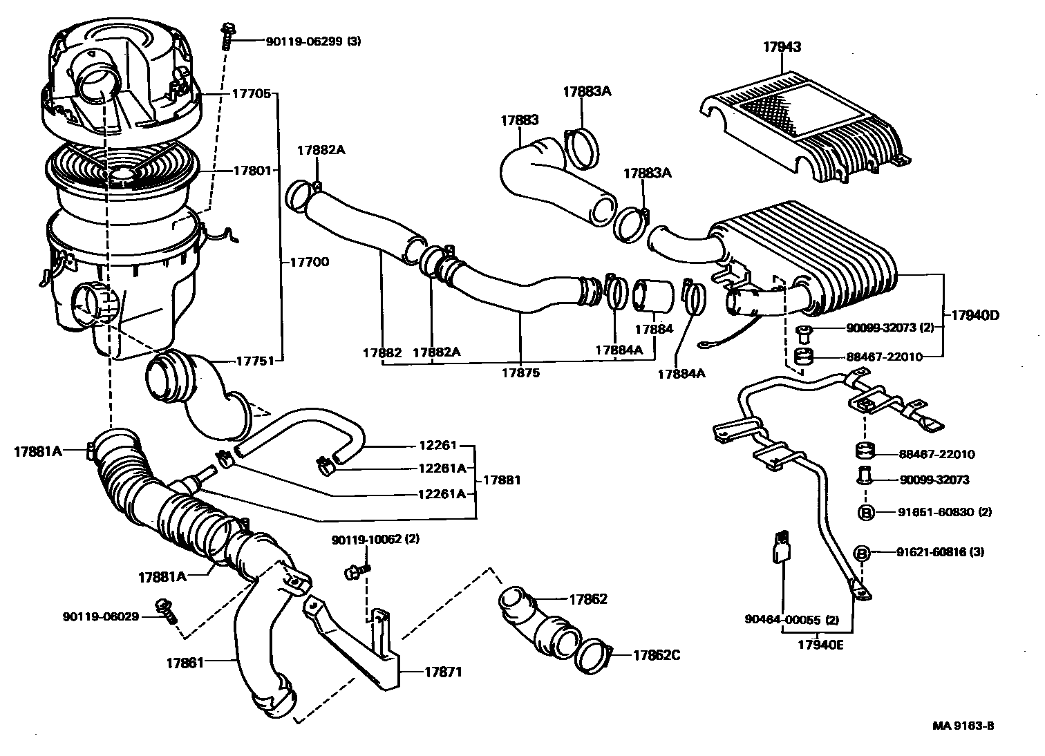 Toyota COROLLA Air Cleaner EPC diagram — MA9163B