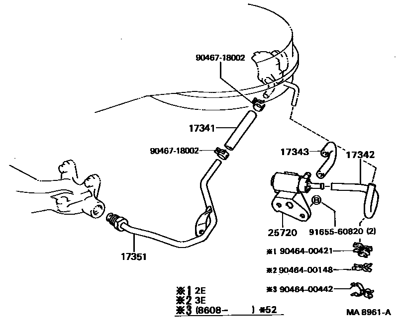 Toyota COROLLA 歧管喷气系统 EPC diagram — MA8961A