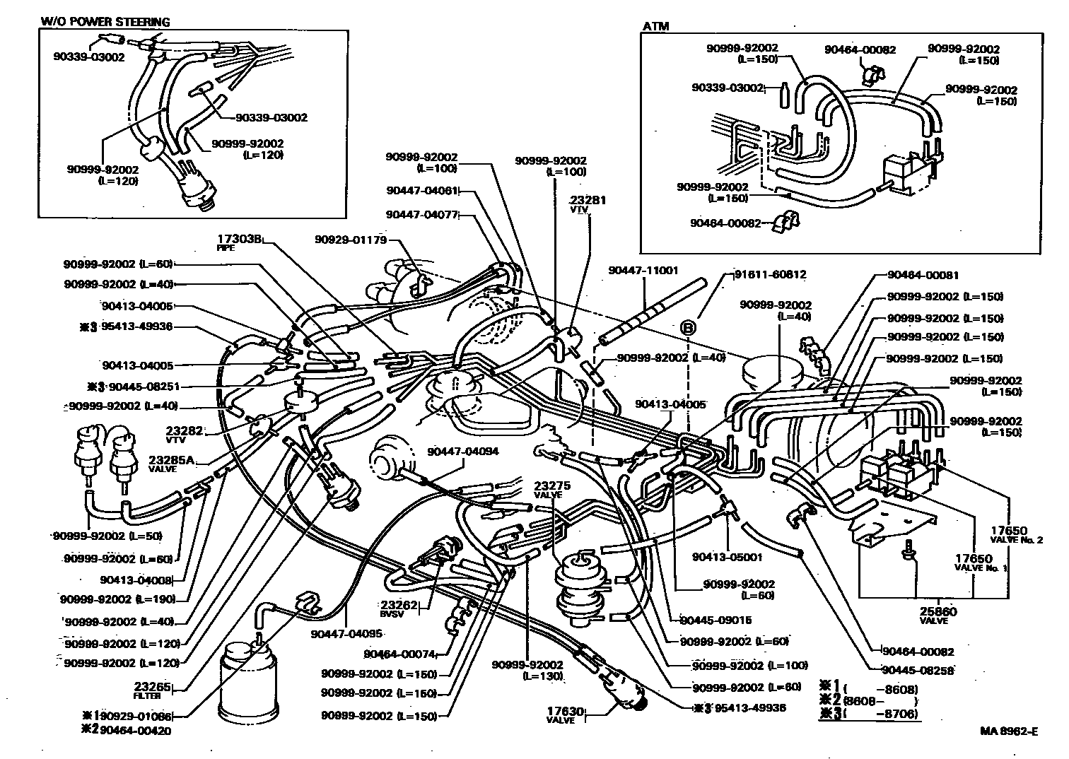 Toyota COROLLA vacuum tube EPC diagram — MA8962E