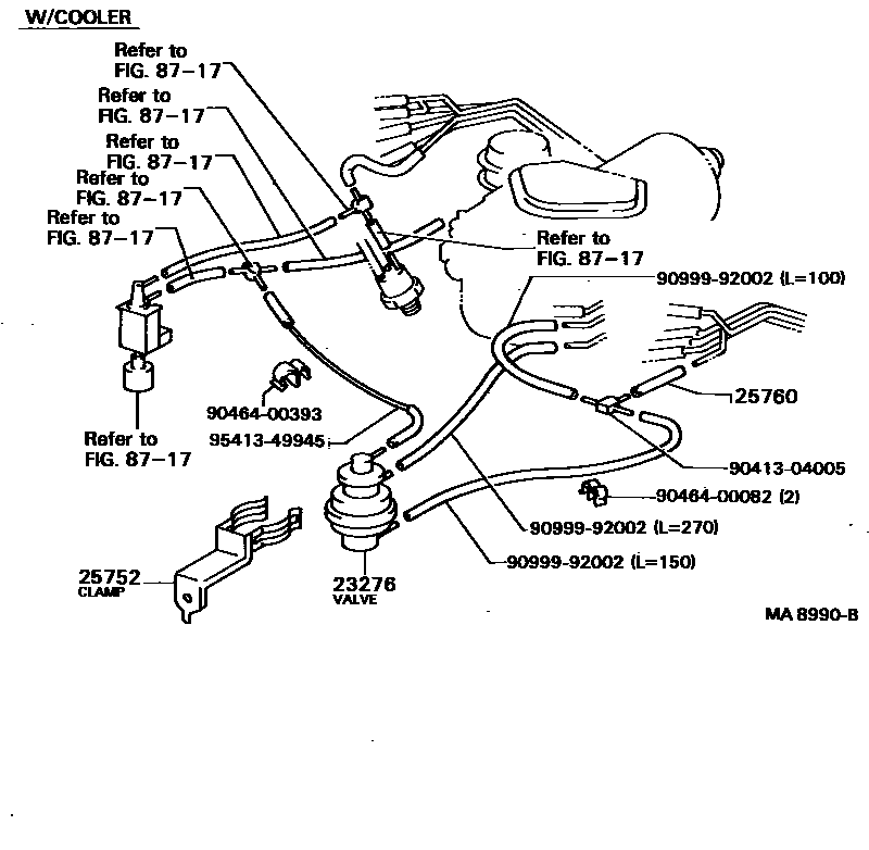Toyota COROLLA vacuum tube EPC diagram — MA8990B