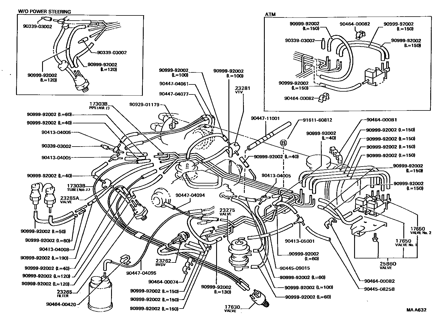 Toyota COROLLA vacuum tube EPC diagram — MAA632