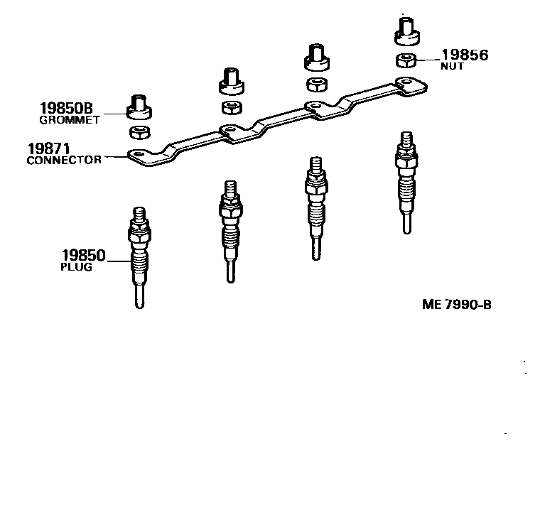 Toyota COROLLA 点火线圈和火花塞 EPC diagram — ME7990B