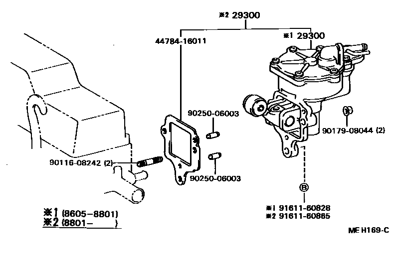 Toyota COROLLA 真空泵 EPC diagram — MEH169C