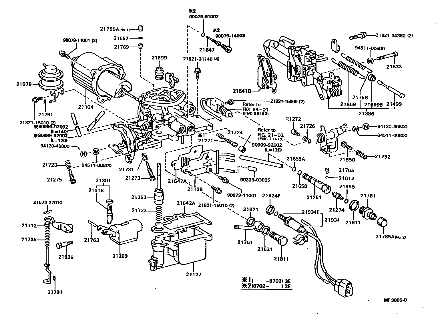 Toyota COROLLA 化油器 EPC diagram — MF3805D