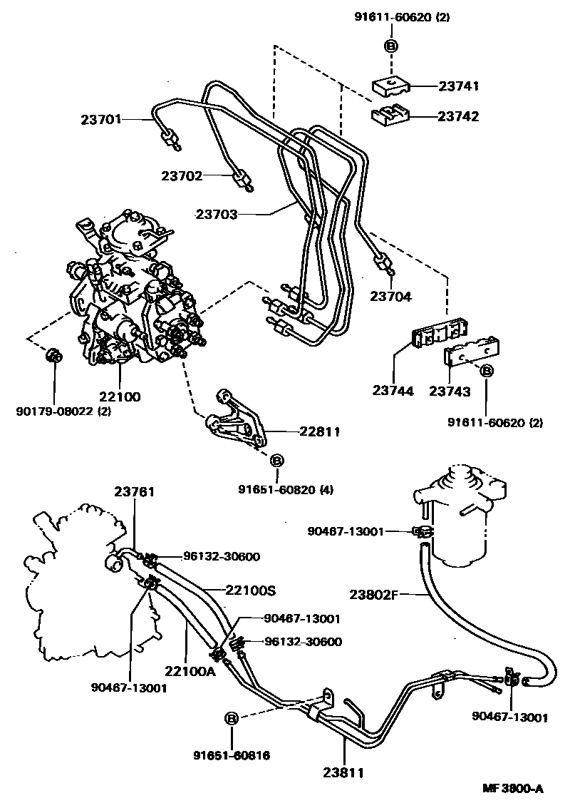 Toyota COROLLA 喷油泵总成 EPC diagram — MF3800A